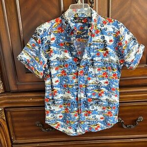 Stoic Men's Hawaiian Blue & Red Floral Shirt